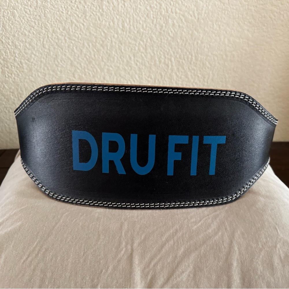 Drufit Leather Weightlifting Belt X-Large Black Double Pin Buckle Unisex